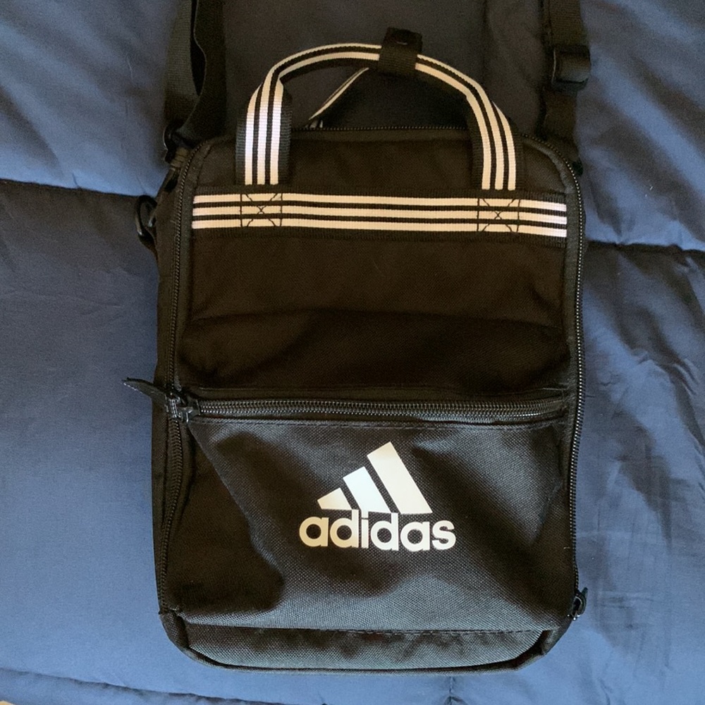 Adidas black and white insulated lunch bag